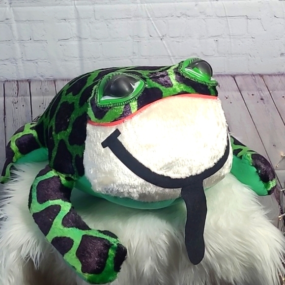 Vintage 90s Weird Funky Big Eye XL Jumbo Frog Toad Carnival Plush Stuffed Animal - Picture 17 of 17